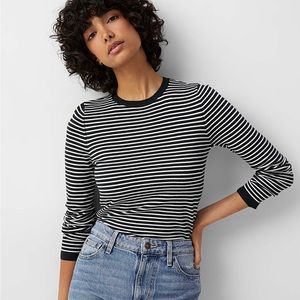 Knit long-sleeved striped shirt